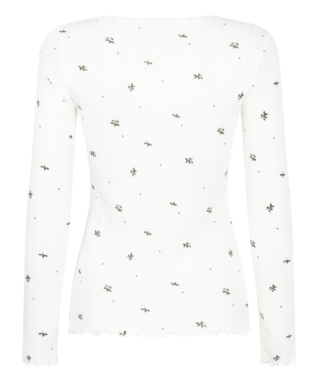 Pointelle Pyjama Top, White