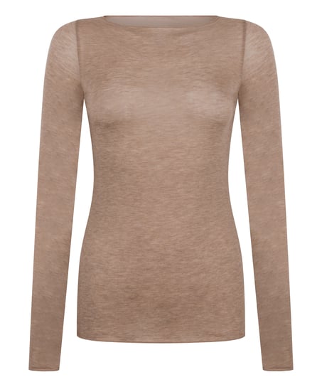 super soft Boatneck shirt with Cashmere, Beige