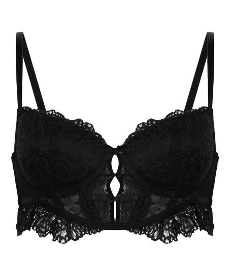 Posie Padded Underwired Longline Bra, Black