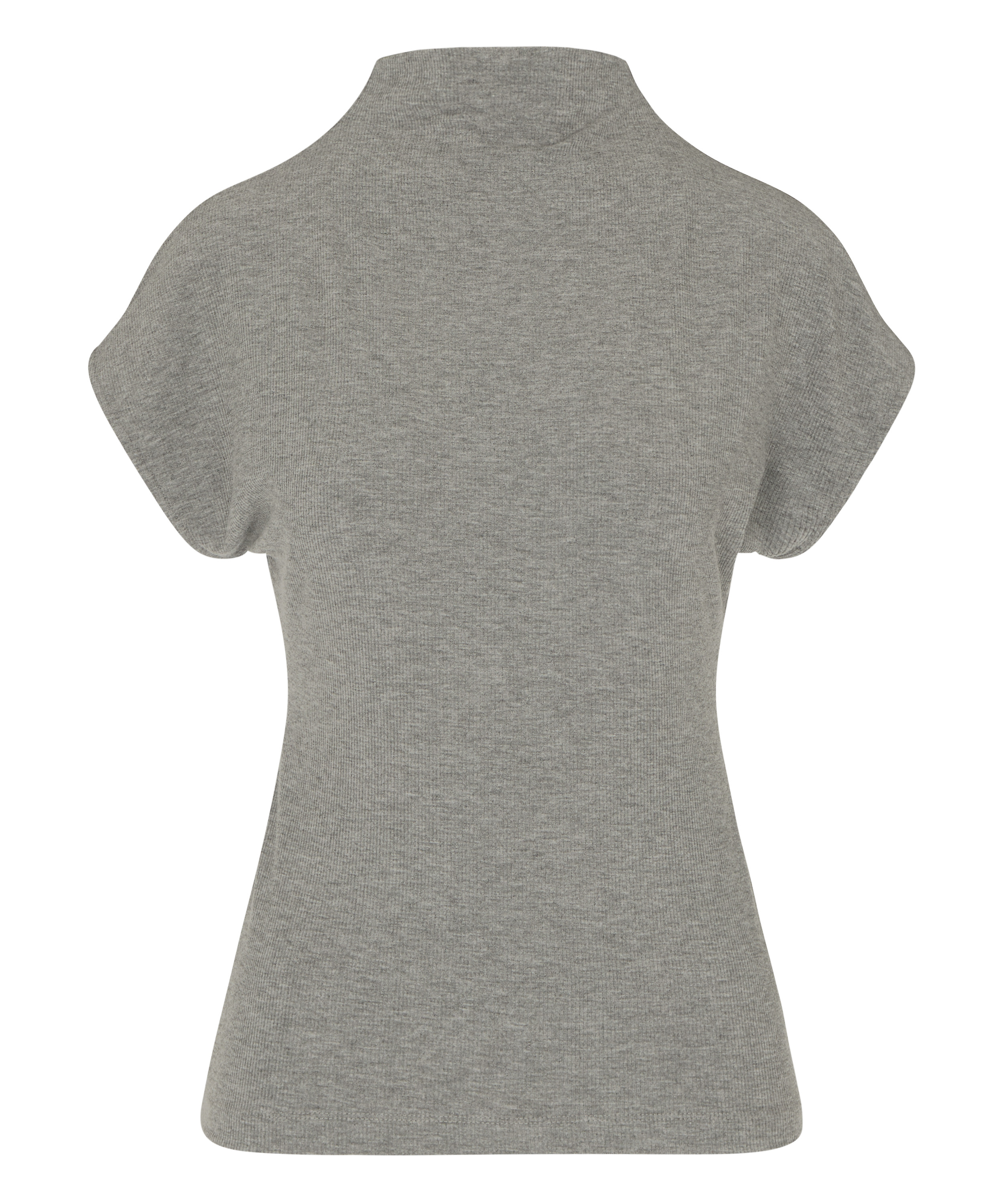 Top Short Sleeves Rib Mockneck, Gray, main
