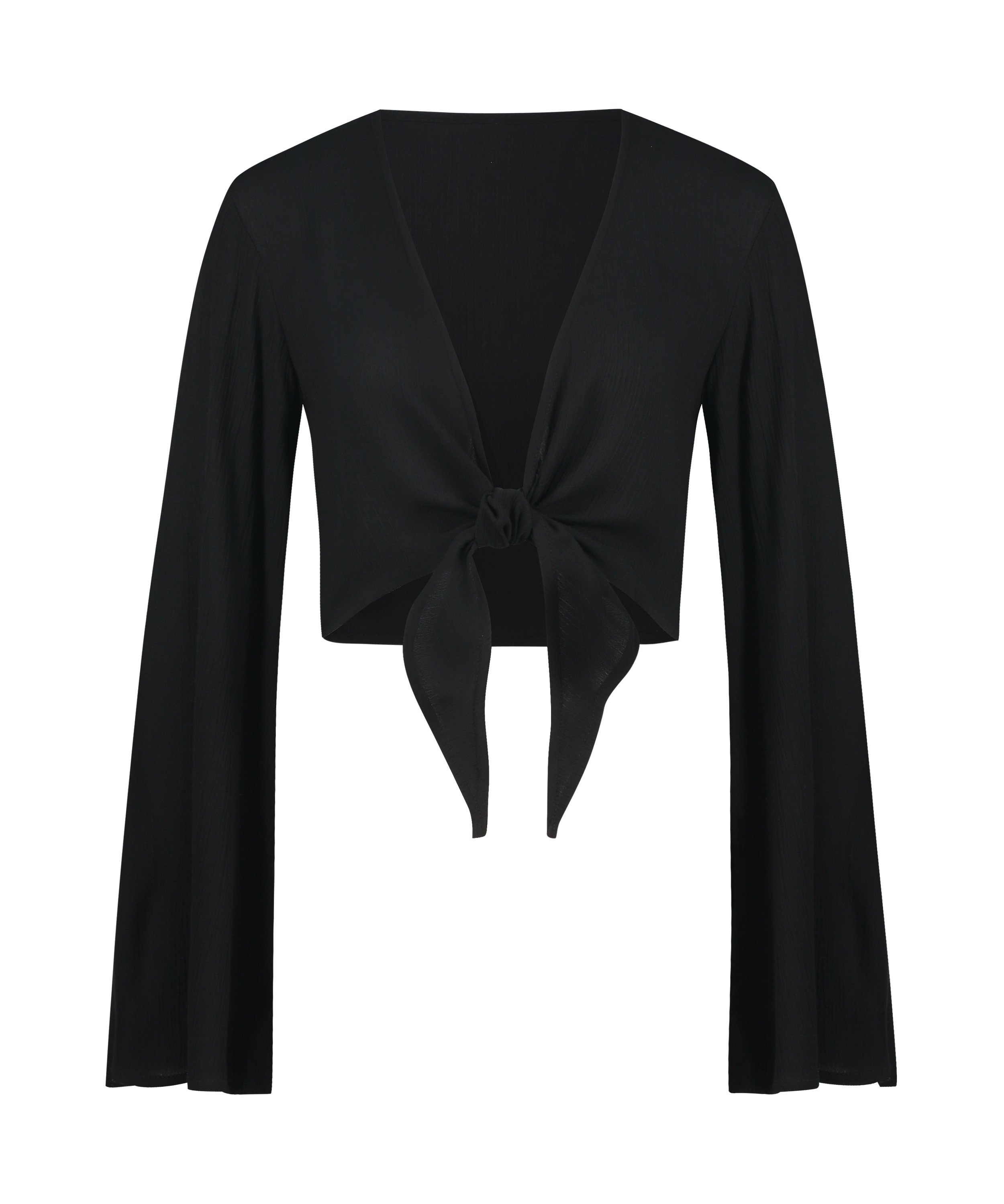 Knot Long Sleeve Top, Black, main