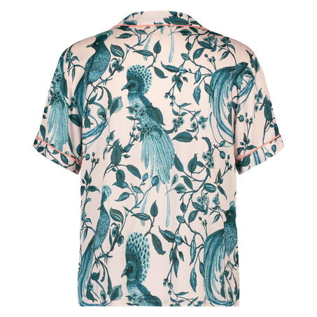 Woven Pyjama Jacket Short Sleeves, Pink