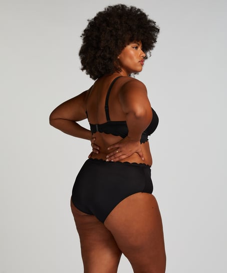 Scallop Rio Bikini Bottoms, Black
