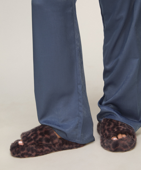 Slipper Faux Fur Leopard, Brown