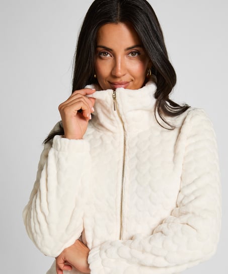 Onesie Cable Zip Up, White