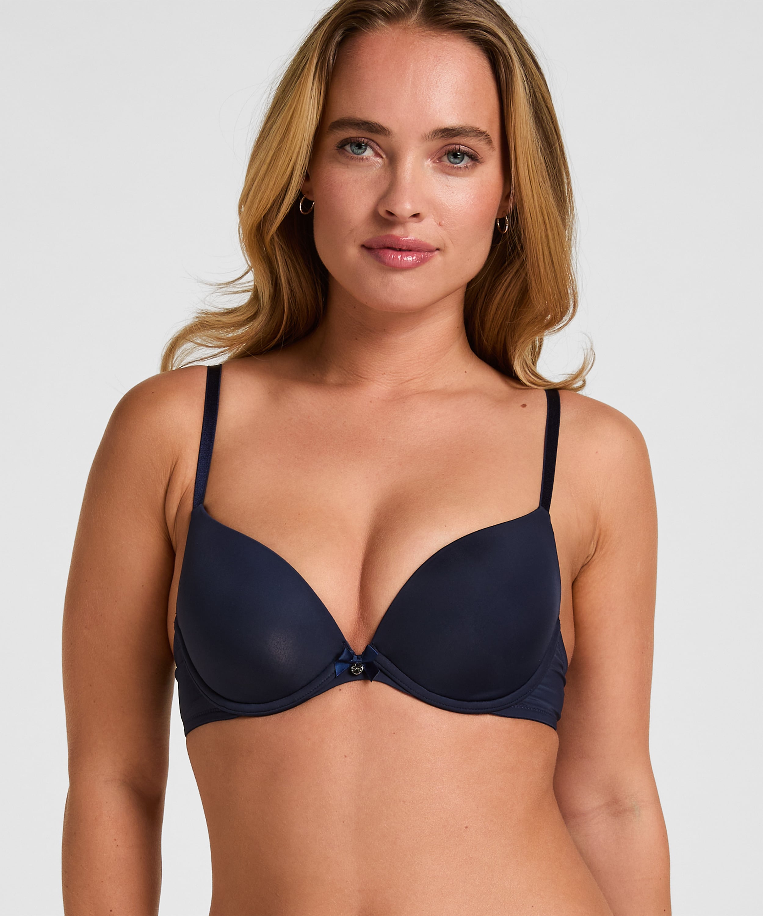 Plunge Padded Underwired Bra, Blue, main