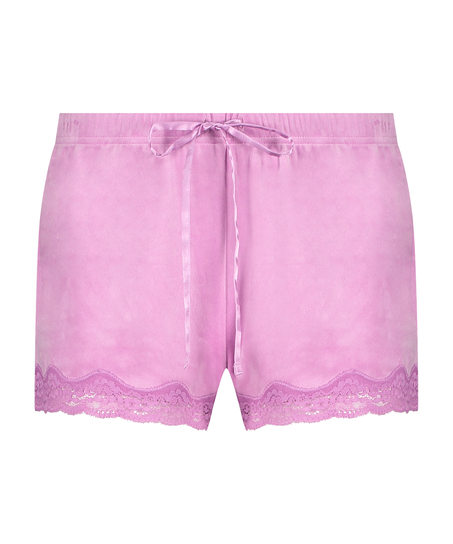 Velvet lace shorts, Pink