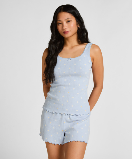 Pointelle Singlet, Blue