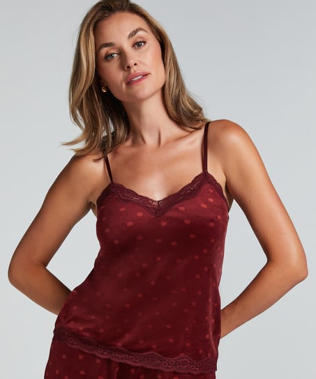 Velours Lace Cami Top, Purple