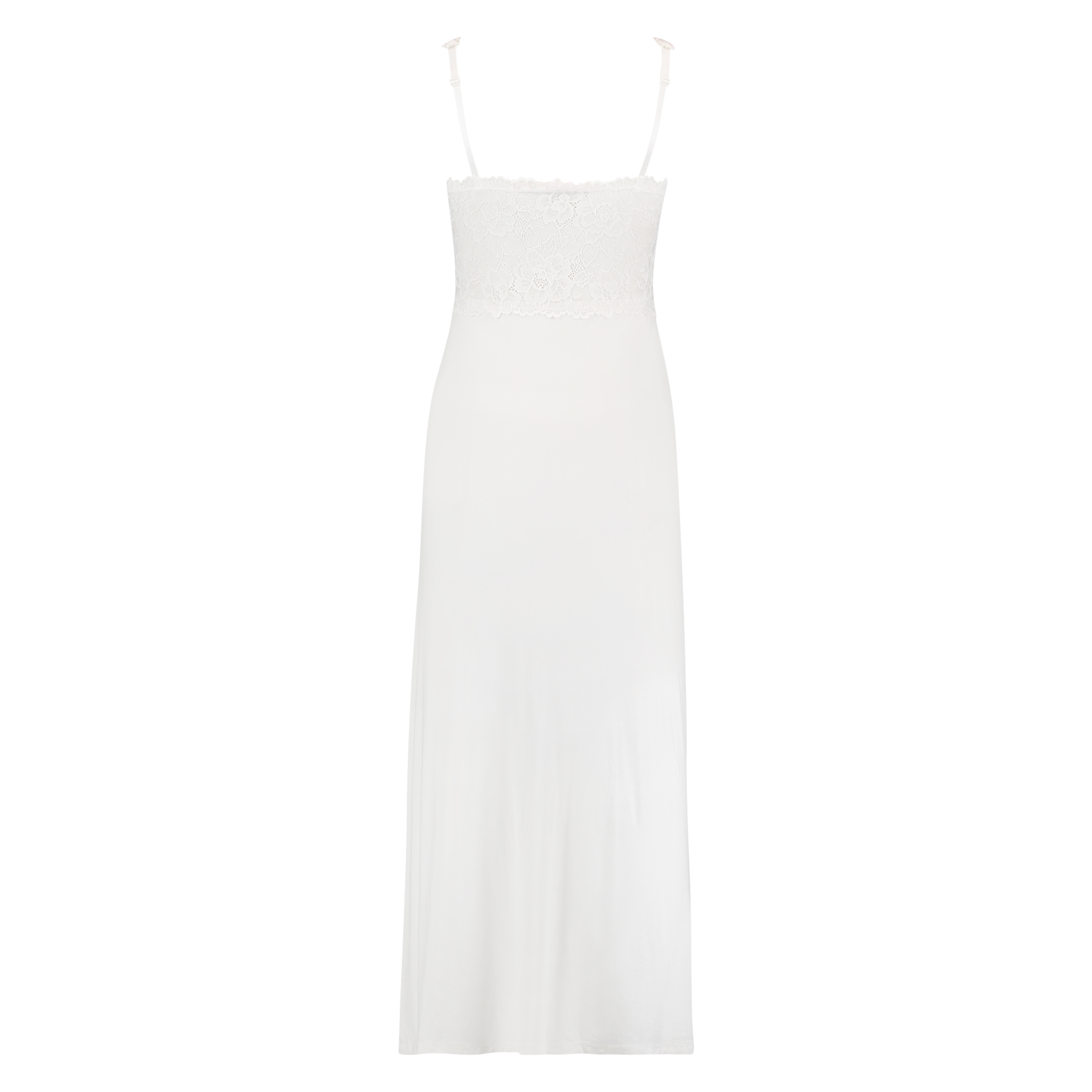 Long slip dress Modal lace, White, main