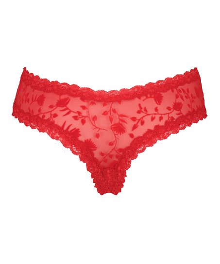 V-shaped Brazilian knickers mesh, Red