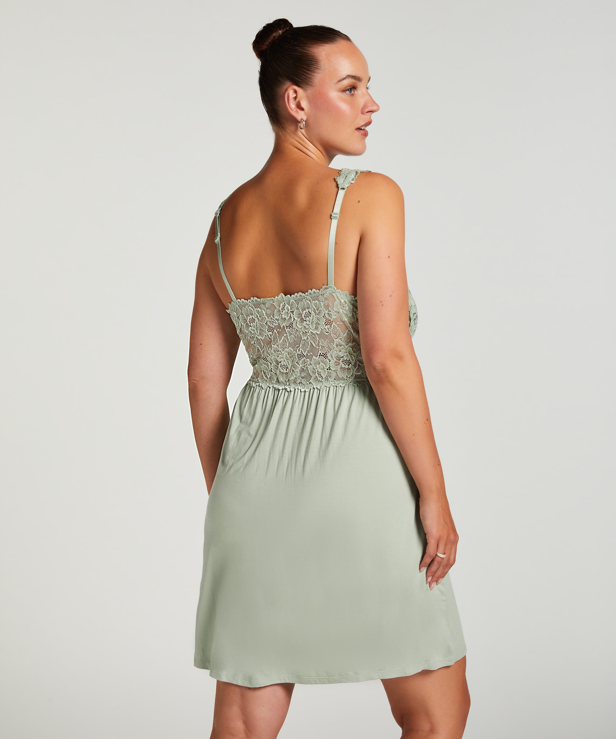 Nora Lace Slip Dress, Green, main