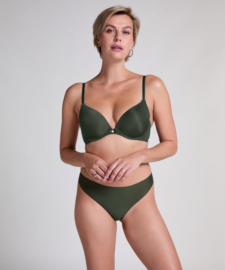 Lace Back Invisible Thong, Green
