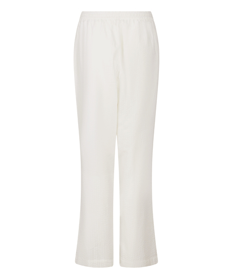 Seersucker Cotton Pyjama Pants, White