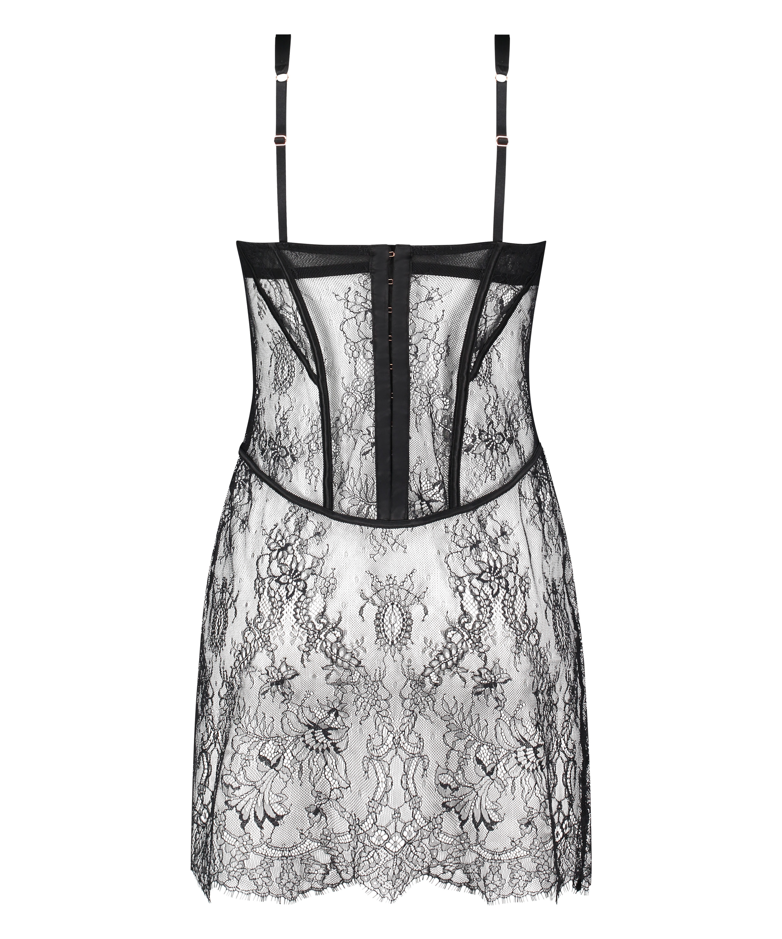 Lace Camille Slip dress, Black, main