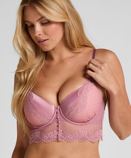 Laila Padded Underwired Longline Bra, Pink