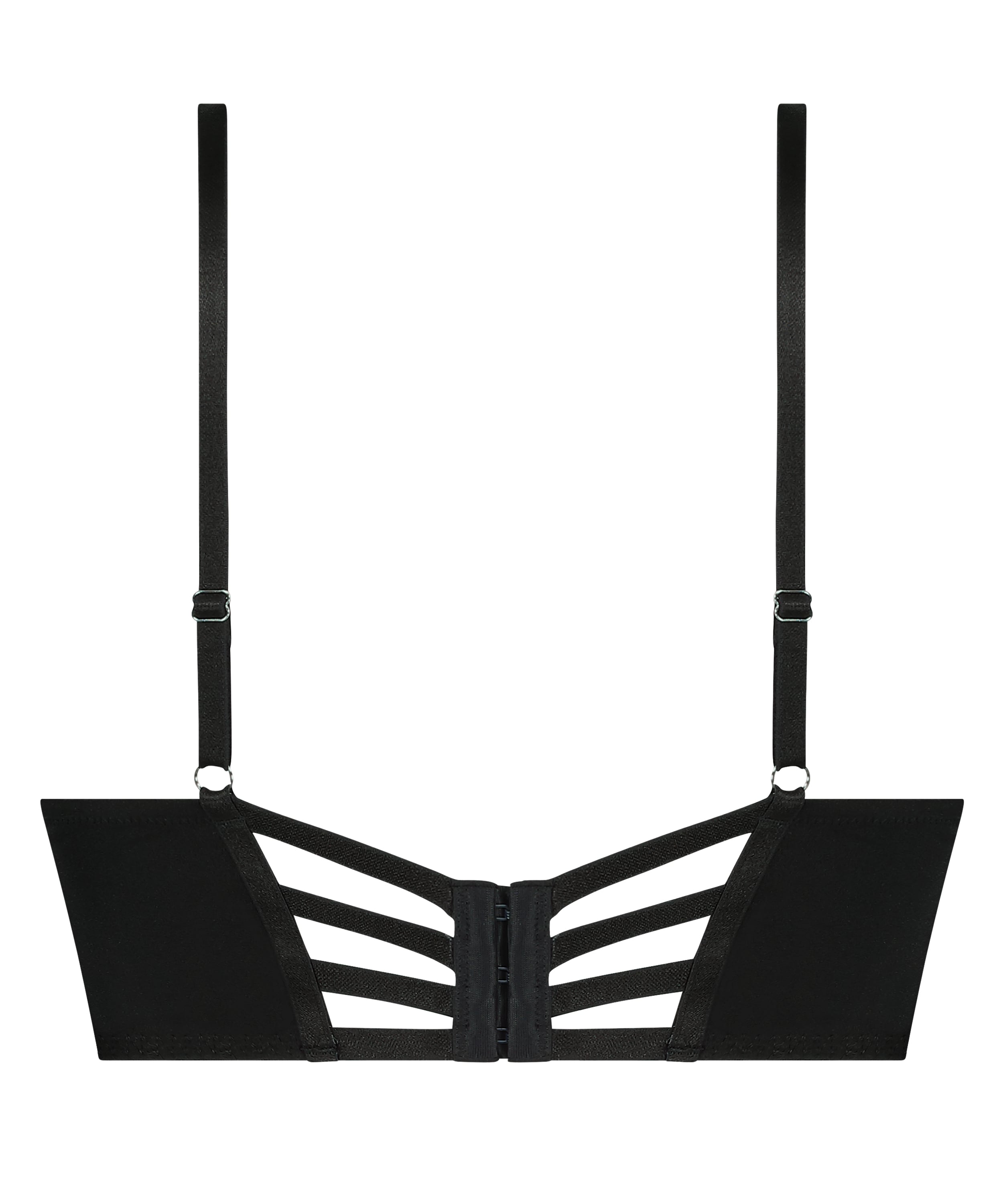 Char Padded Underwired Longline Push-Up Bra, Black, main
