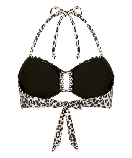 Bandeau Bikini Top Leopard, Black