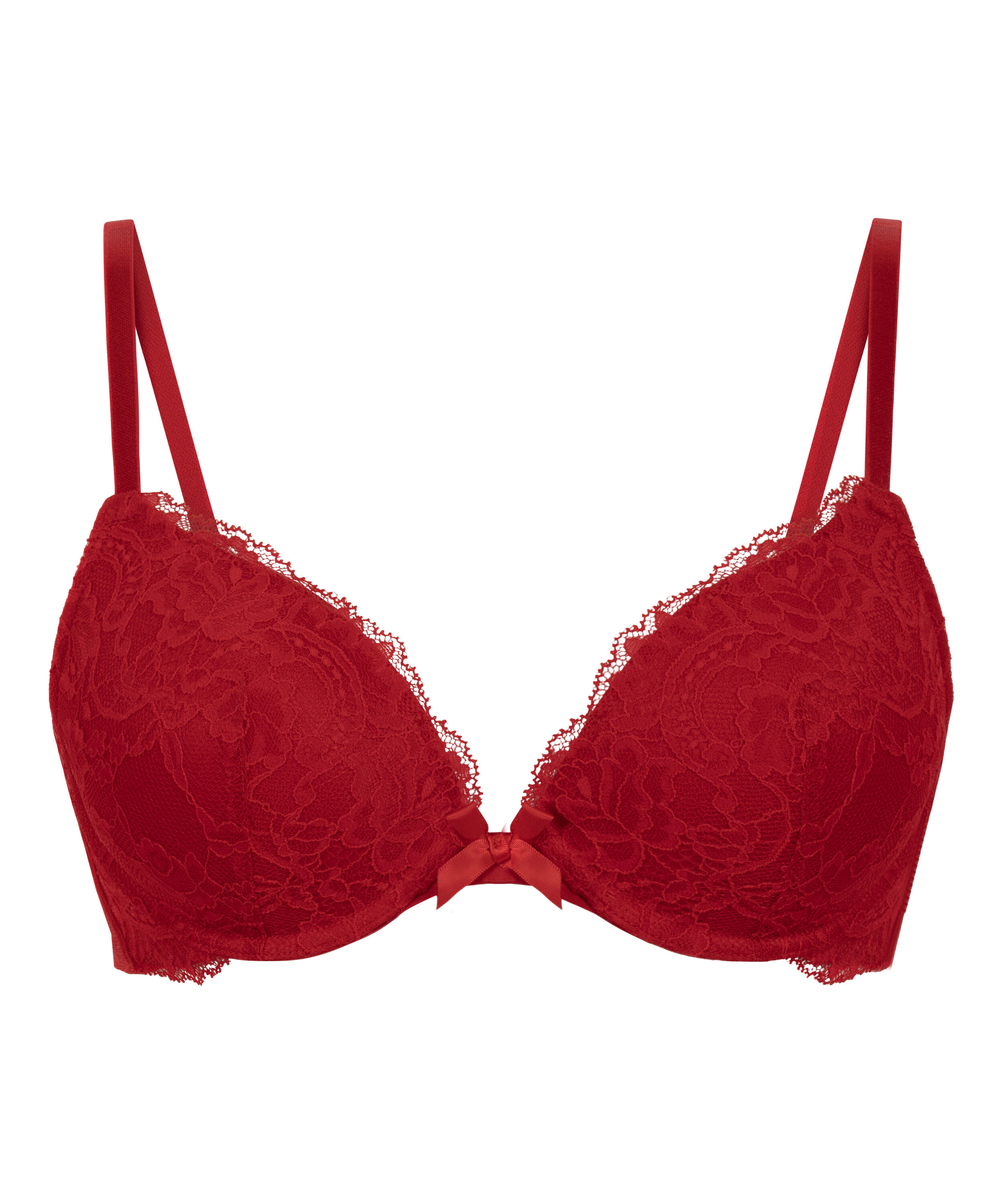 Teddy Padded Push-Up Underwired Bra, Red