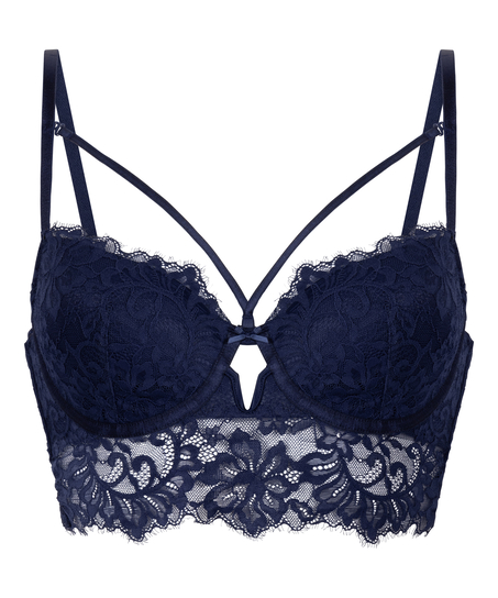Isabella Padded Underwired Longline Bra, Blue