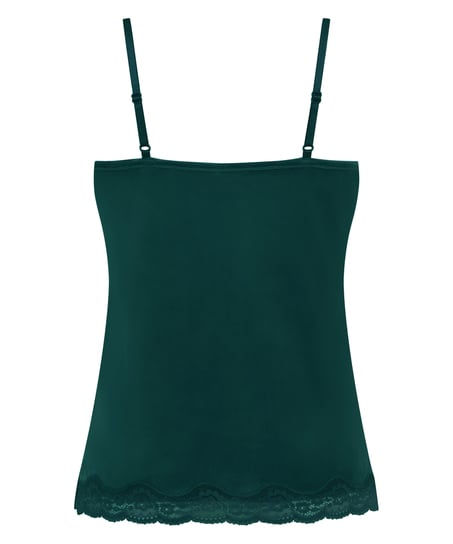 Velours Lace Cami Top, Green