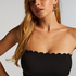 Bandeau Scallop Swimsuit, Black