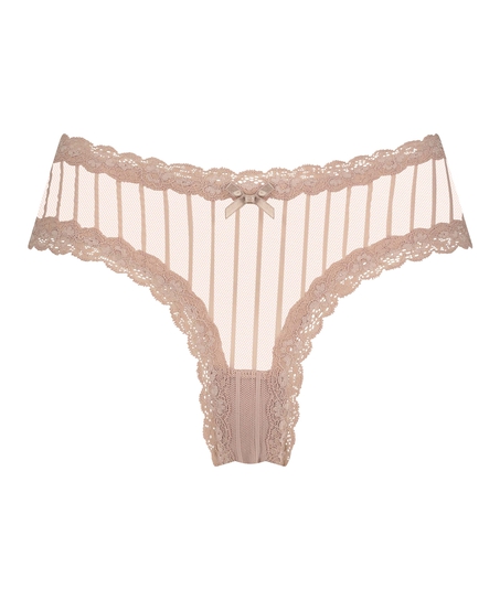 V-shaped Brazilian knickers mesh, Beige