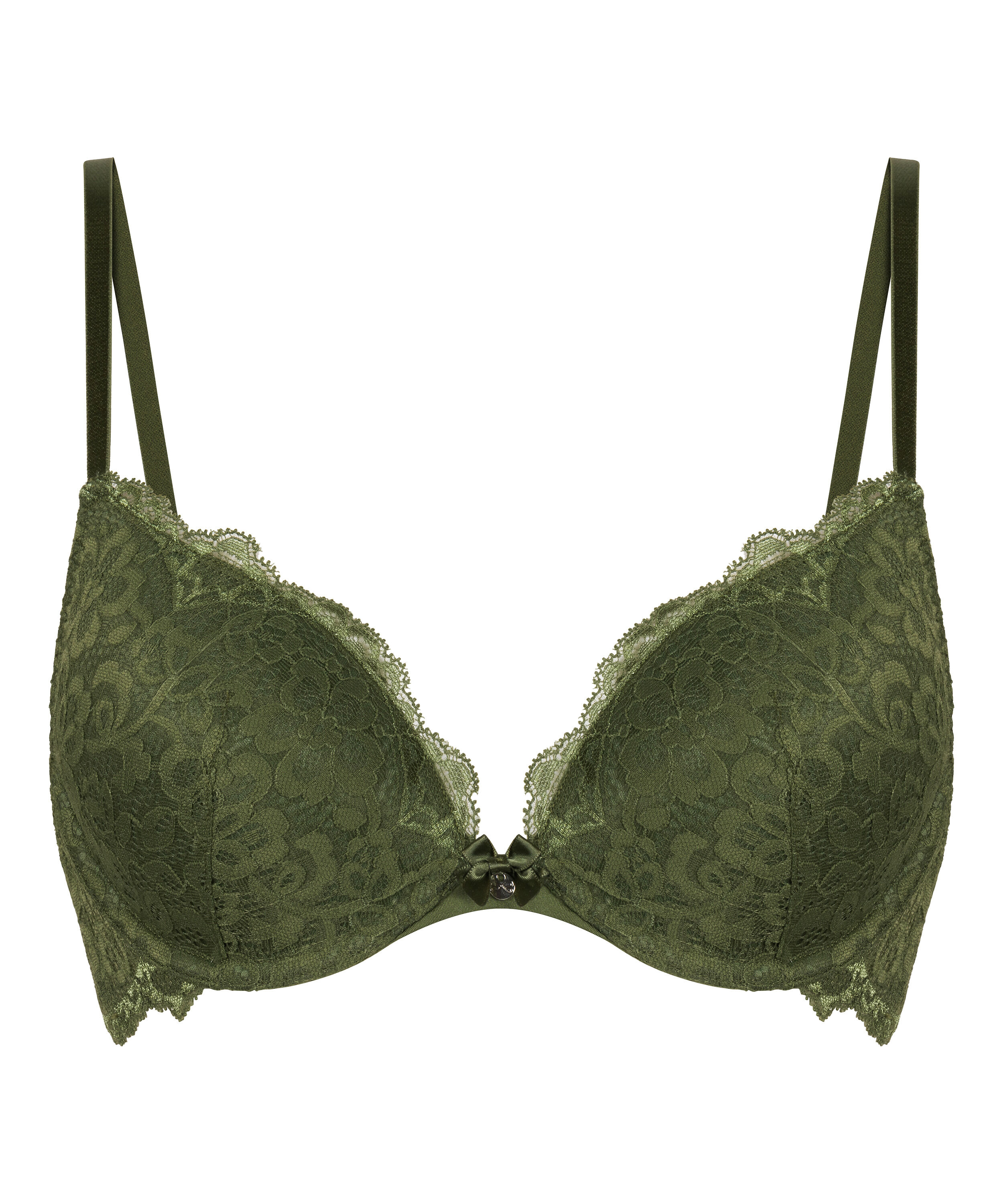 Marine Padded Push-Up Underwired Bra, Green