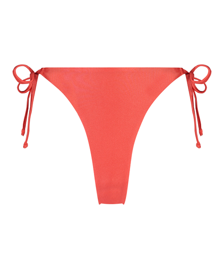 Luxe Cheeky Tanga Bikini Bottoms, Red