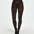 70 Denier Ribbed Lurex Tights, Black