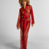 Long Allover Lace Kimono, Red