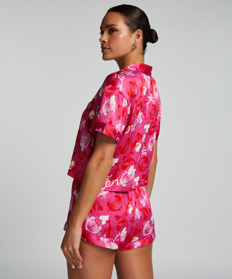 Satin pyjama shorts, Pink