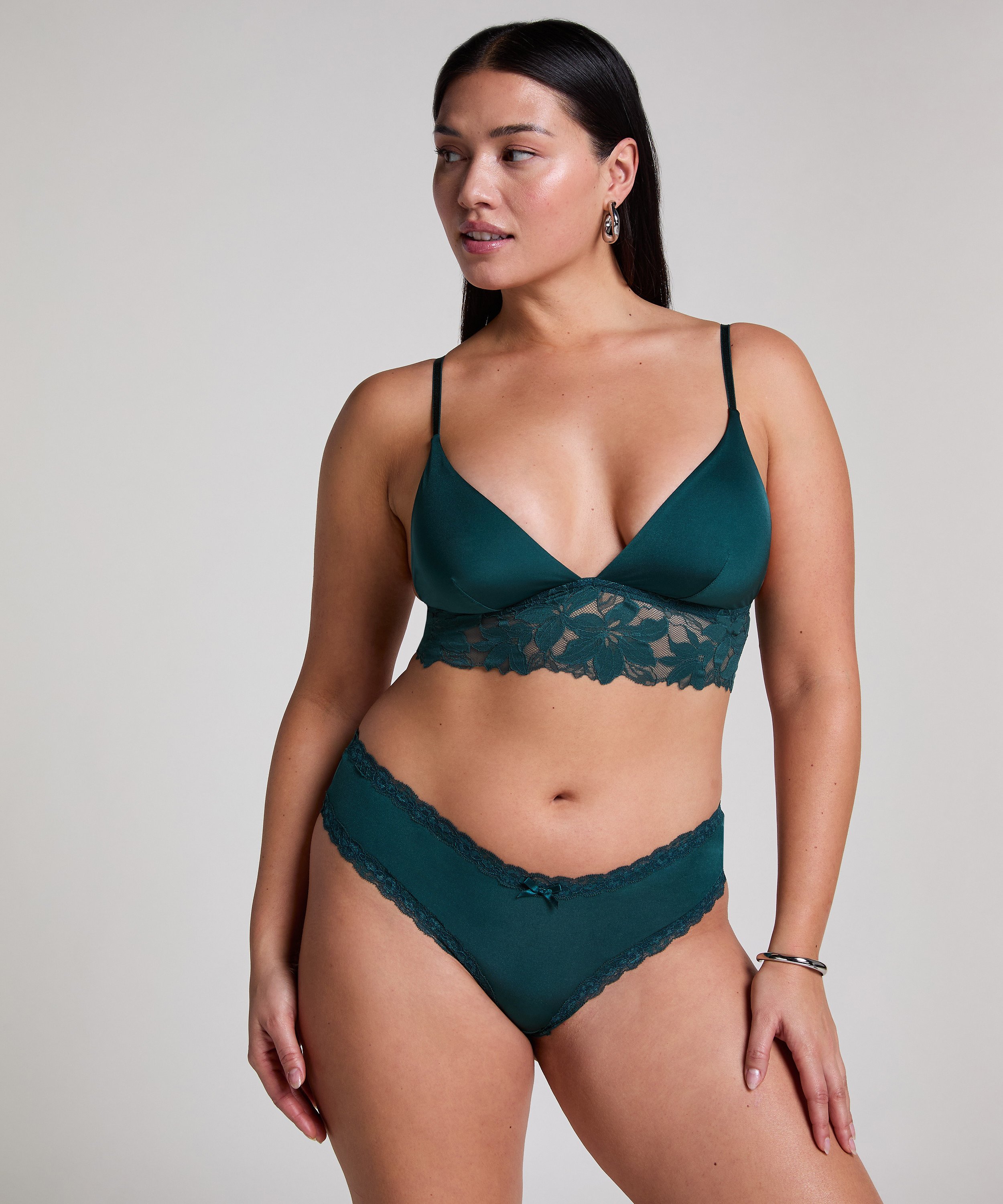 V-shaped Brazilian knickers mesh, Green, main