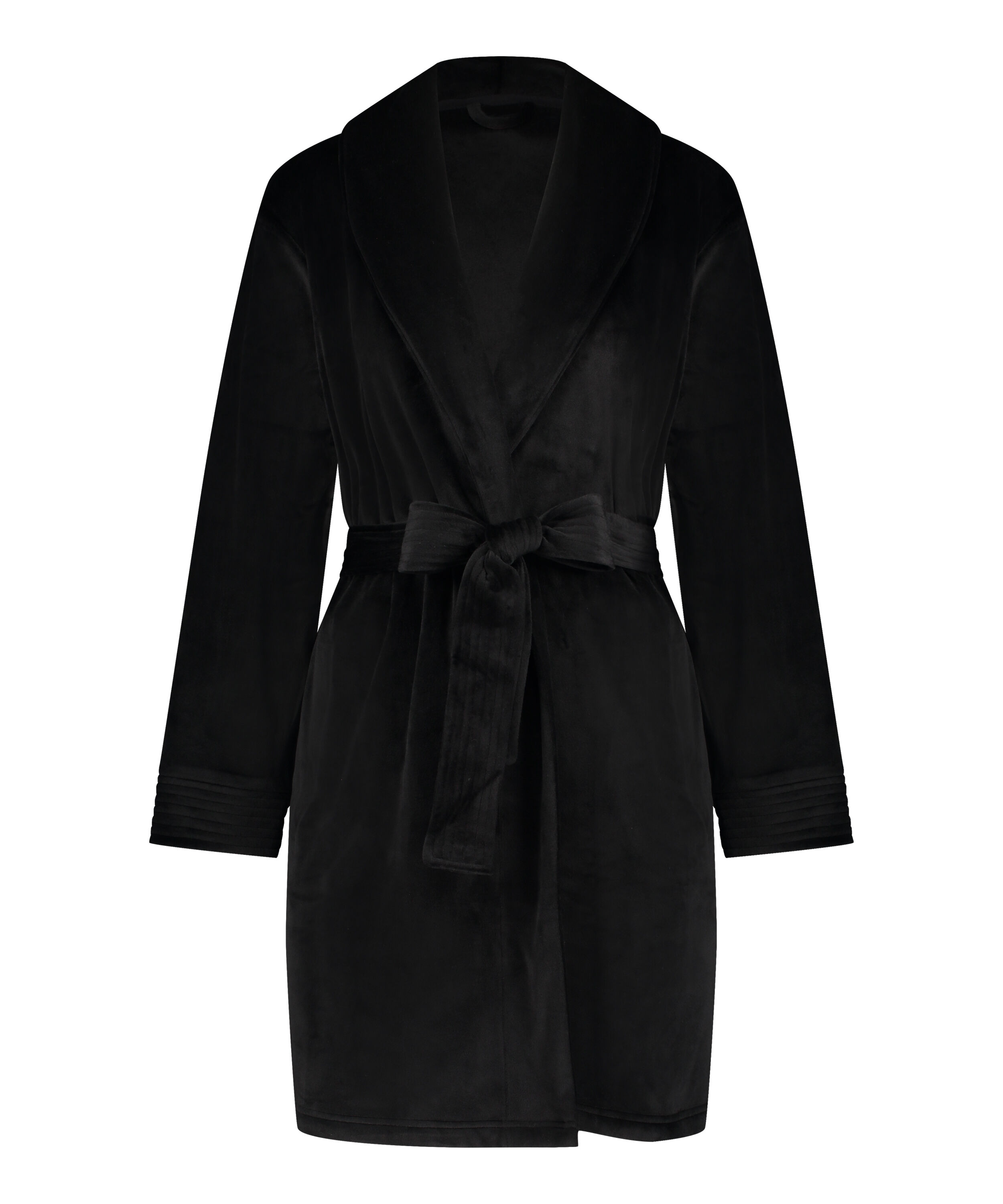Velours short bathrobe, Black