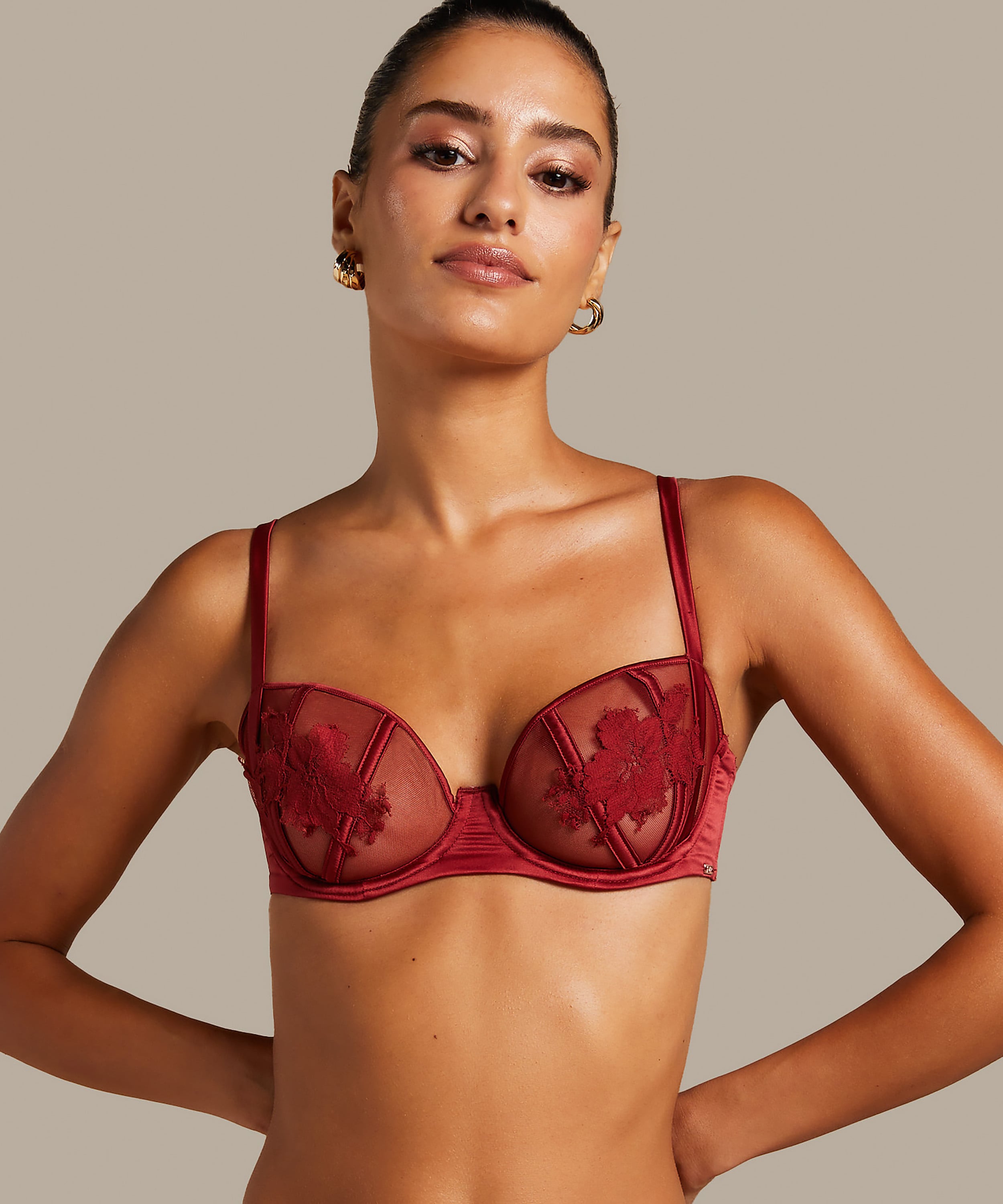 Ember Non-Padded Underwired Bra, Red, main