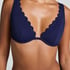 Scallop non-padded underwired bikini top, Blue