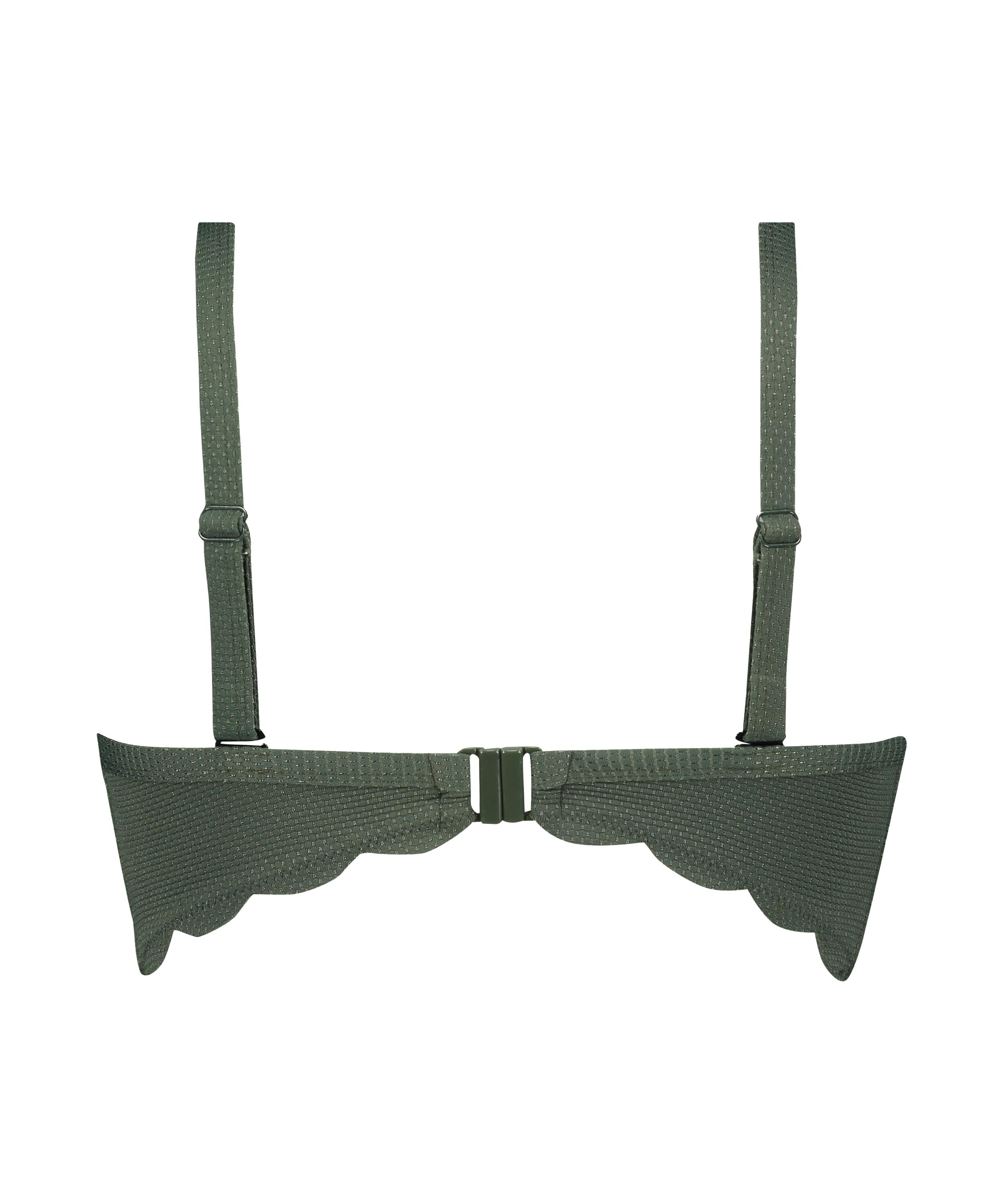 Scallop Glam padded underwired bikini top, Green, main