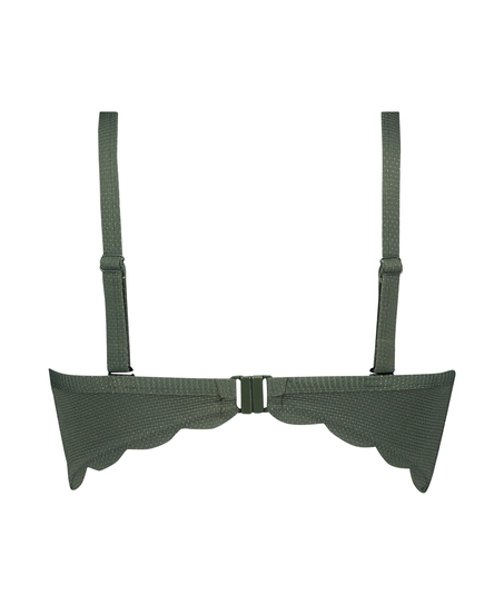 Scallop Glam padded underwired bikini top, Green