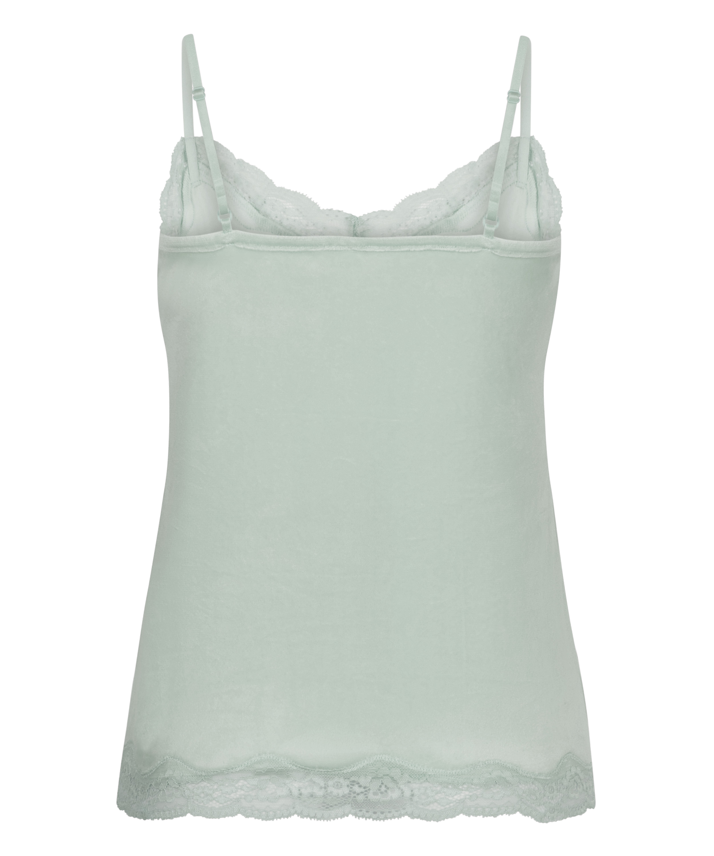 Velours Lace Cami Top, Green, main