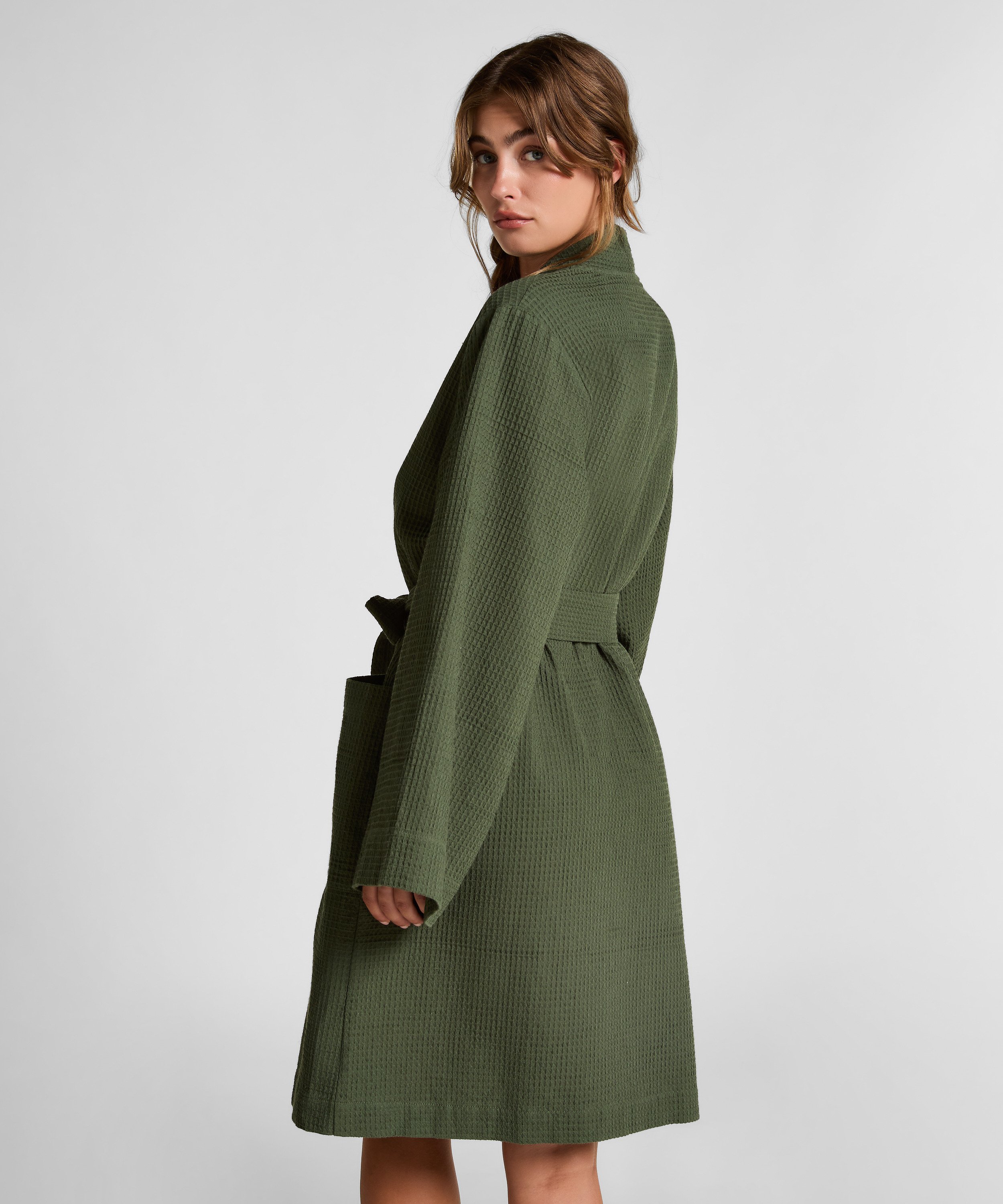 Waffle Bathrobe, Green, main