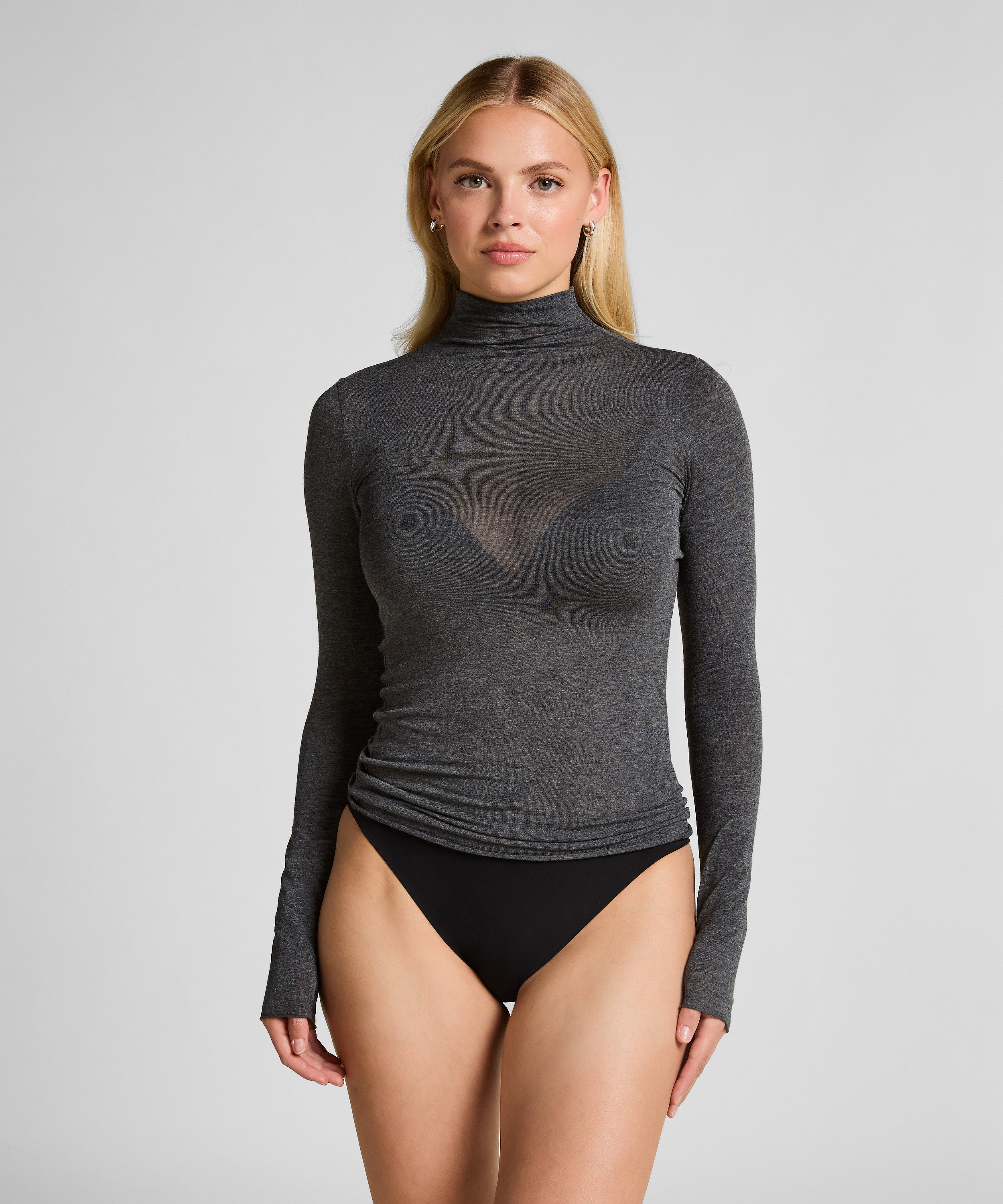 super soft Turtleneck shirt with Cashmere, Gray, main