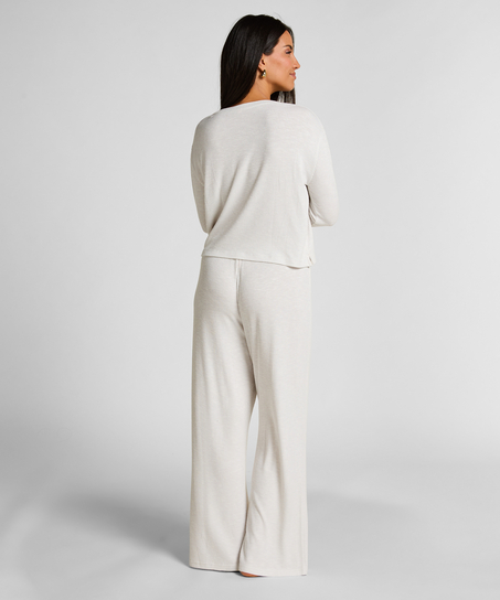 Long-Sleeved Pyjama Top, Beige