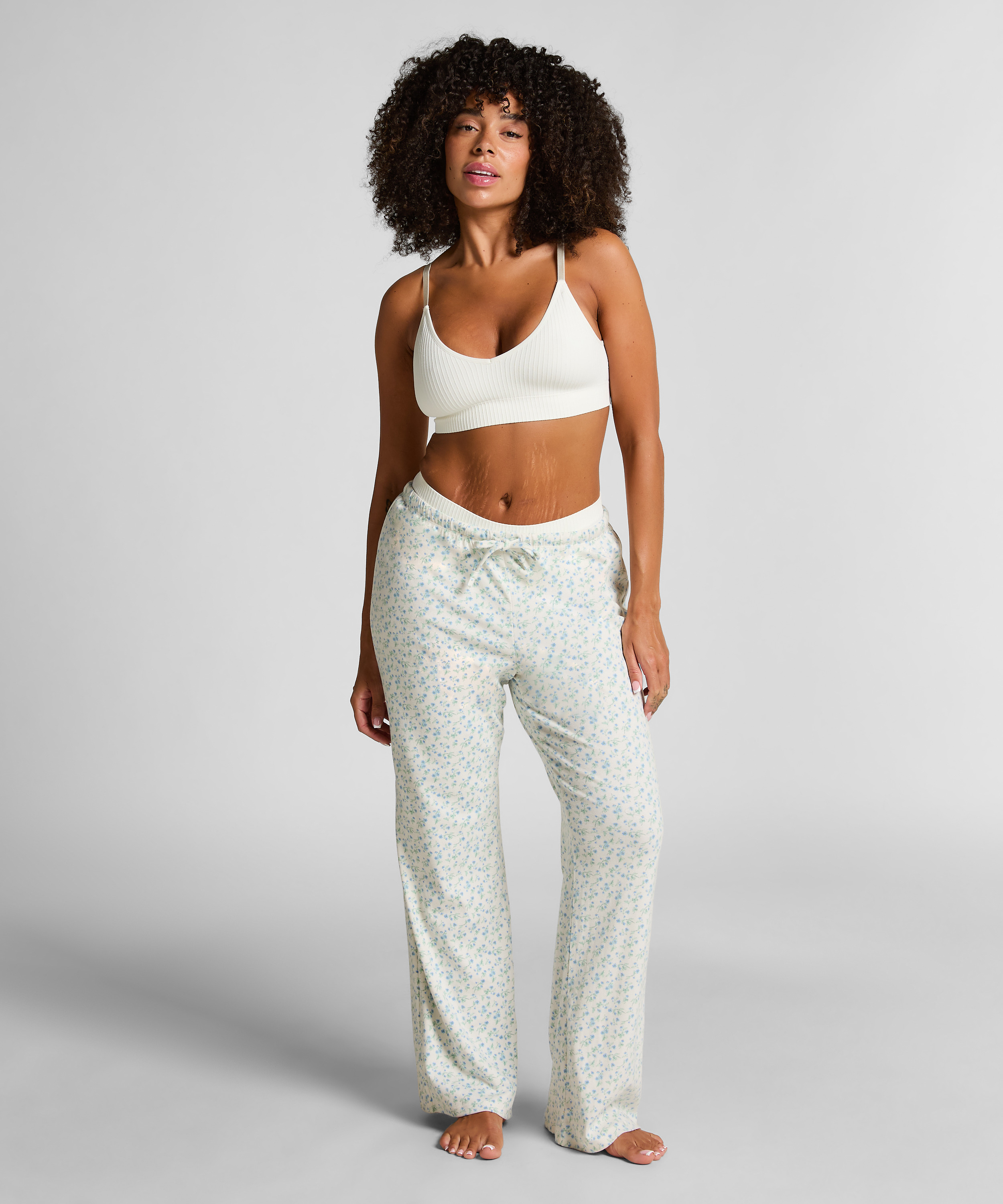 Florecita Pyjama Pants, White, main