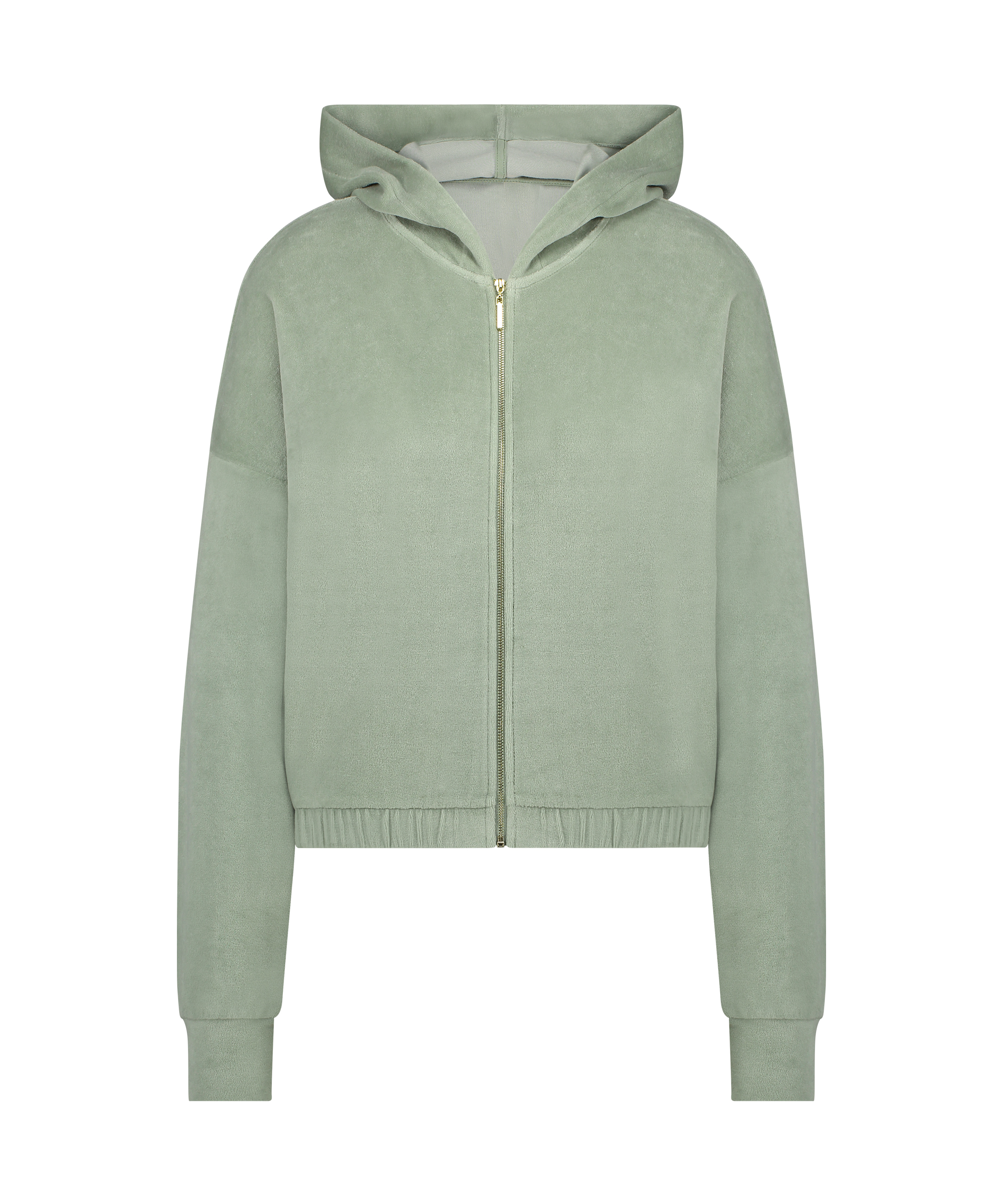 Velours Long-Sleeved Jacket, Green, main