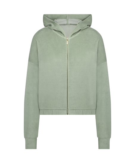 Velours Long-Sleeved Jacket, Green