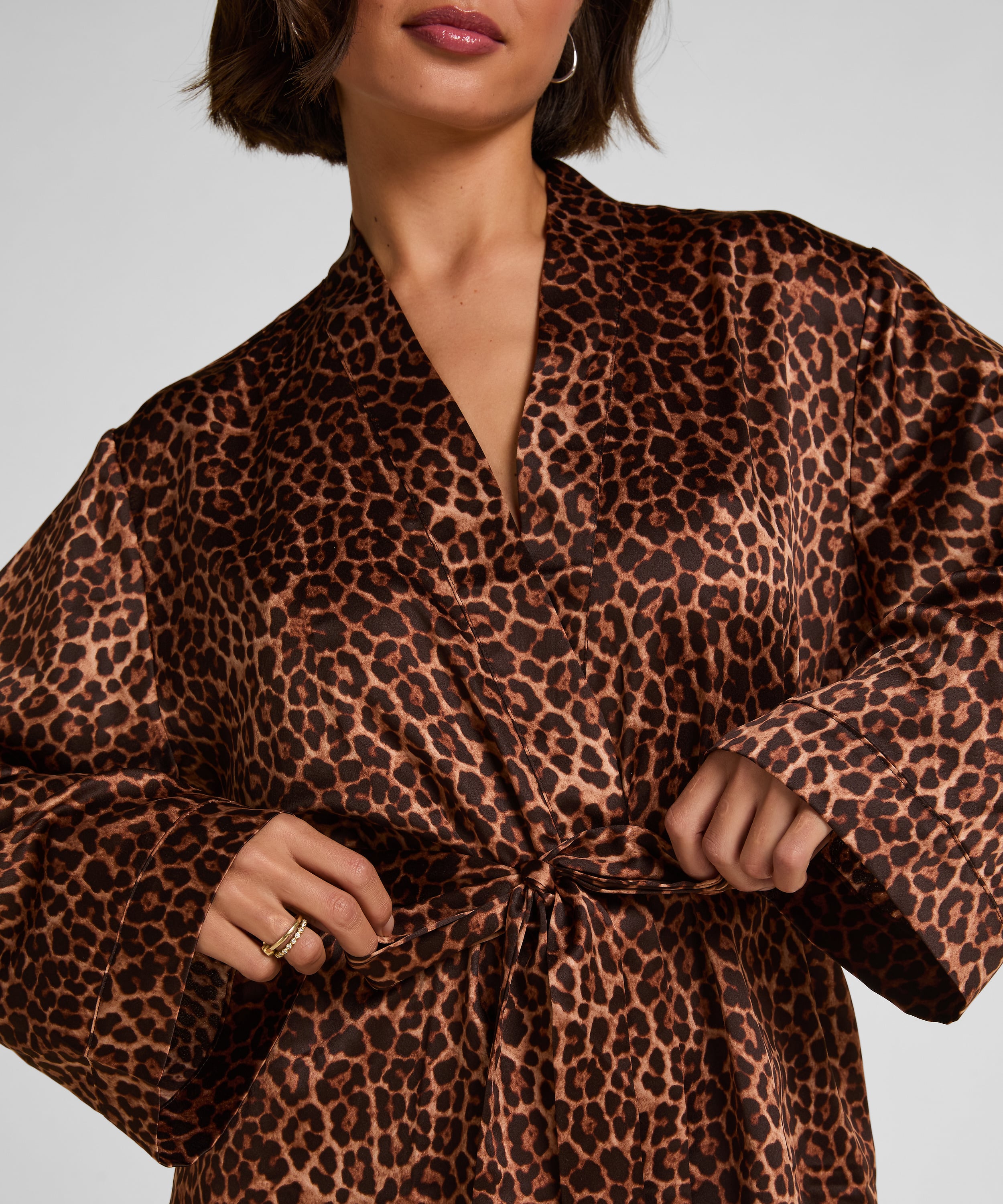 Satin kimono, Black, main
