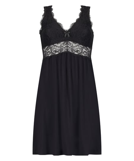 Nora Lace Slip Dress, Black