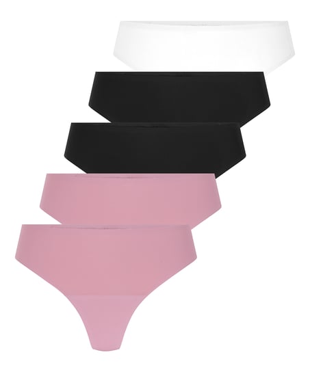 5-pack Invisible Thong, Pink