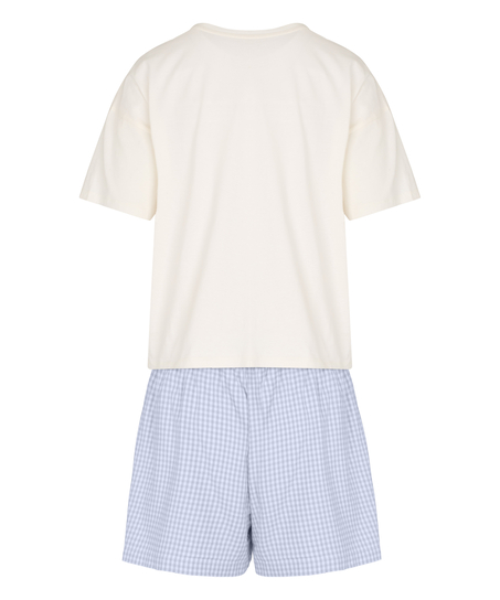 Pyjama Set with Short and T-shirt, White
