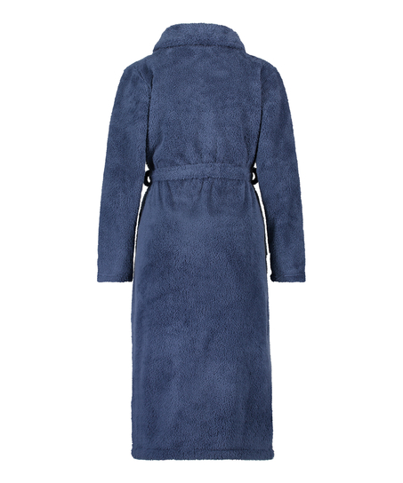 Long Fleece Bathrobe, Blue